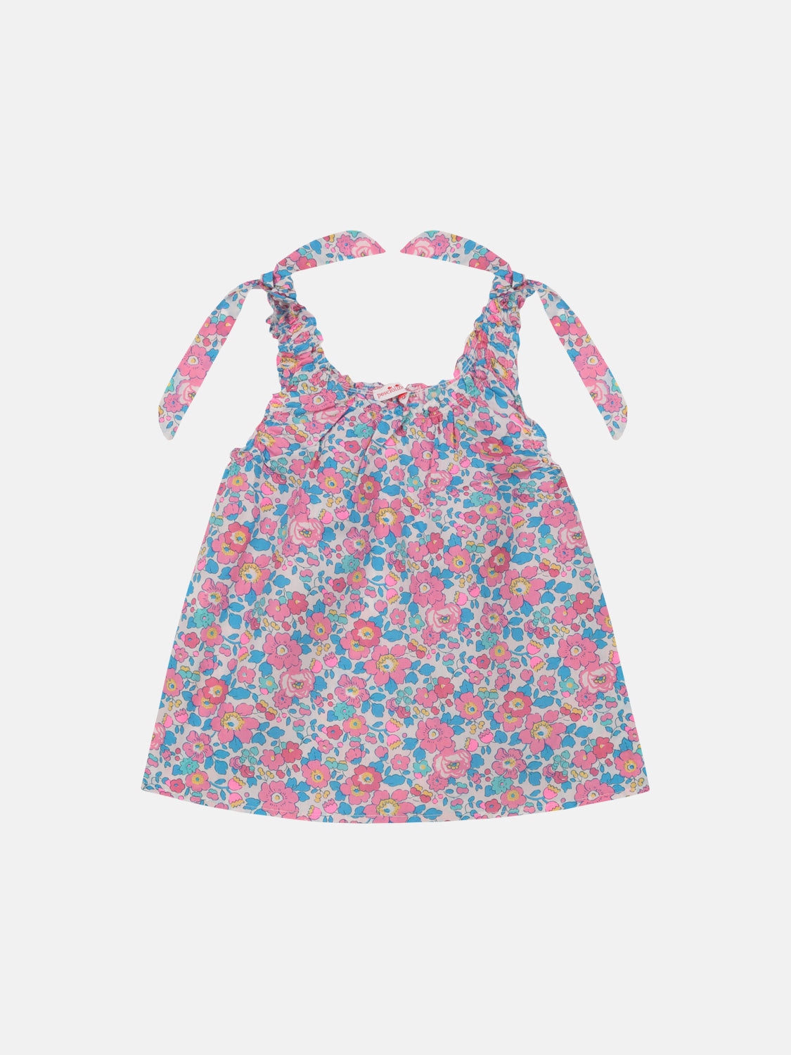 Blusa Cotone Fiocchi Liberty Betsy Fluo Rosa Azzurro