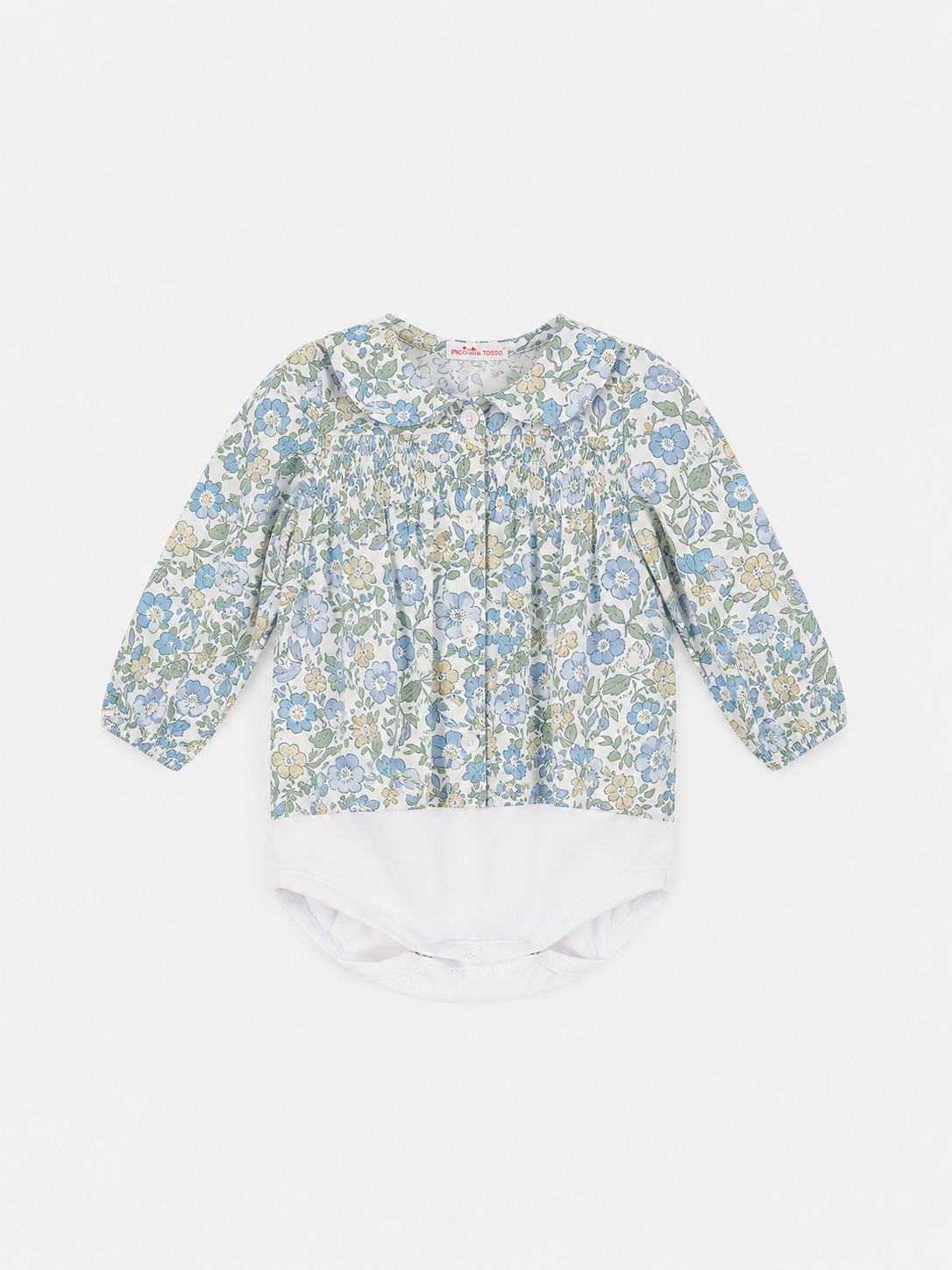 Camicia Con Body Neonata Liberty Metallic Celeste