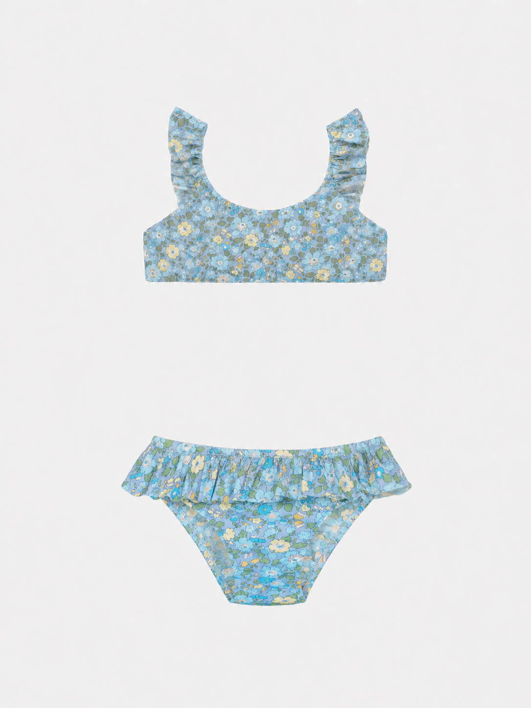 Bikini Bambina Top Rouches Slip Balza Liberty Betsy Azzurro