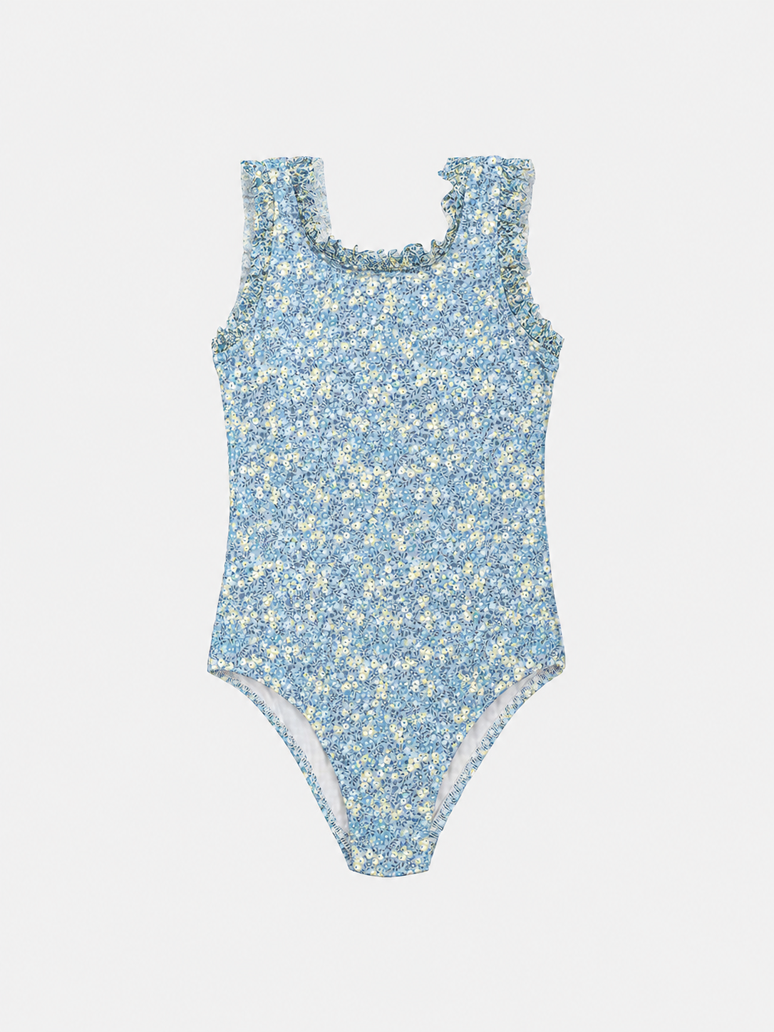 Intero Bambina Profili Rouches Liberty Wiltshire Azzurro