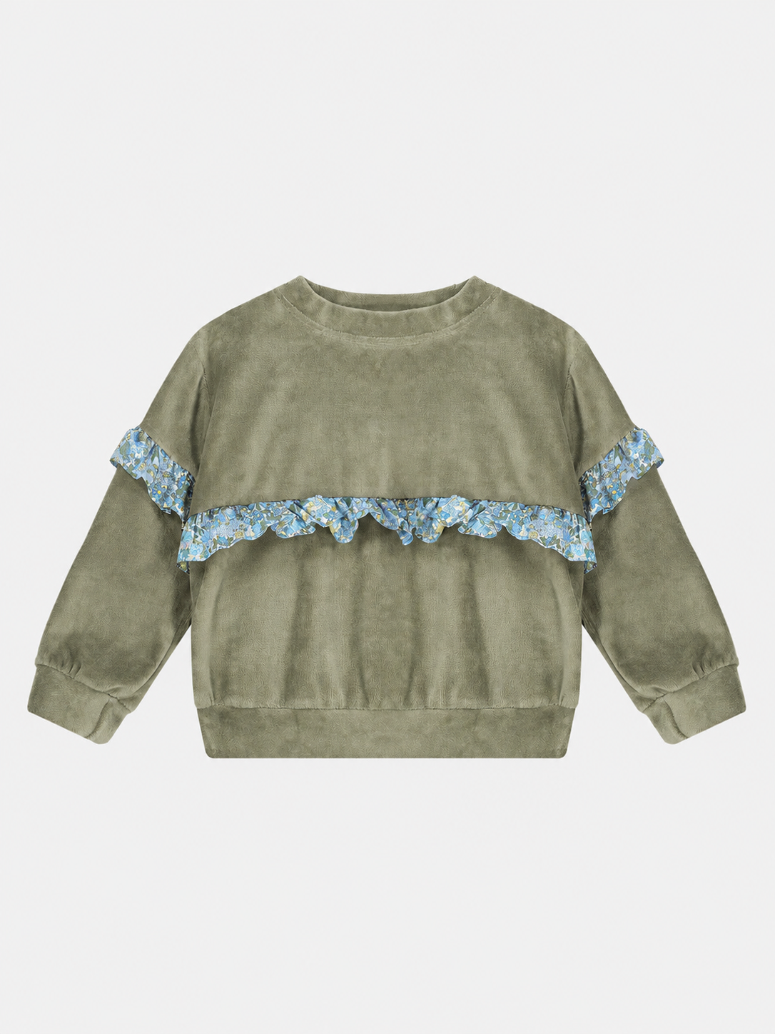 Felpa Rouche Bambina Ciniglia Moss Green