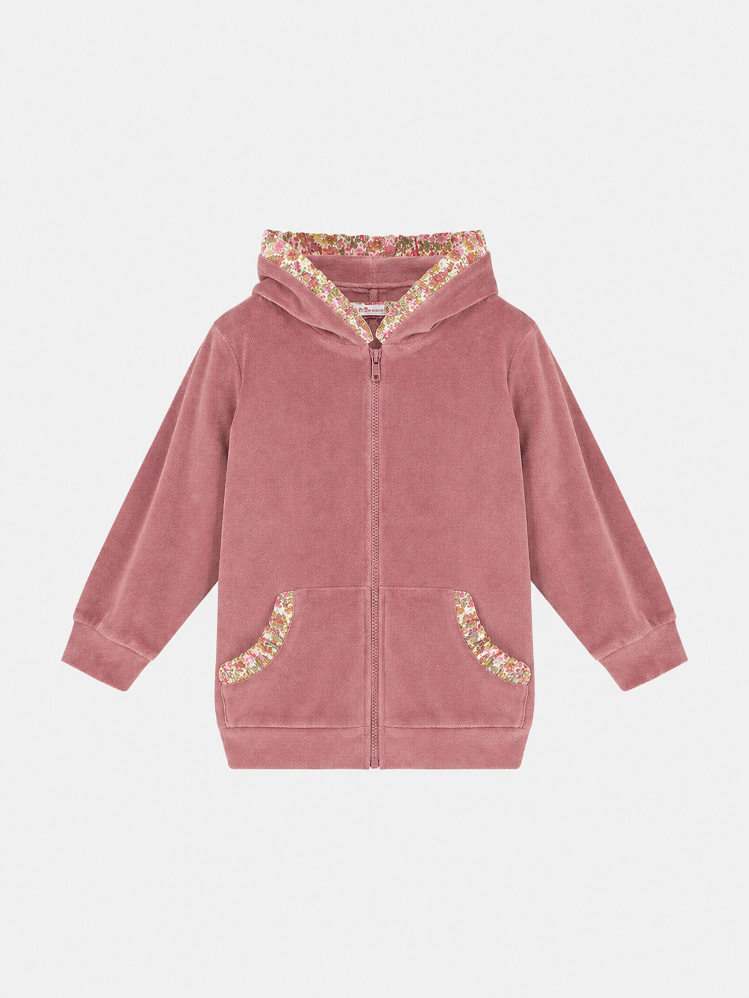 Felpa Zip Cappuccio Bambina Ciniglia Mauve