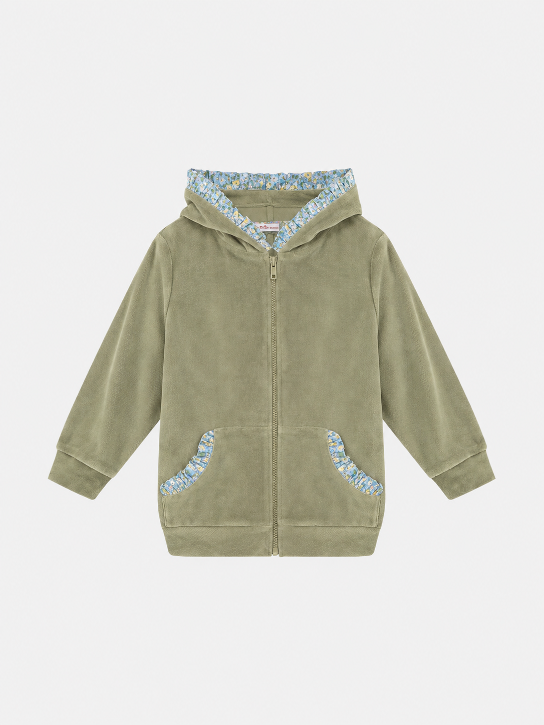 Felpa Zip Cappuccio Bambina Ciniglia Moss Green