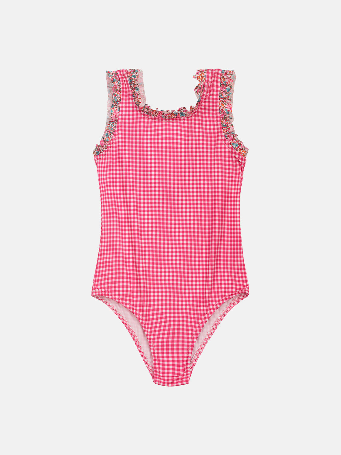 Intero Bambina Profili Rouches Liberty Patchwork Emma Fuxia Petrolio