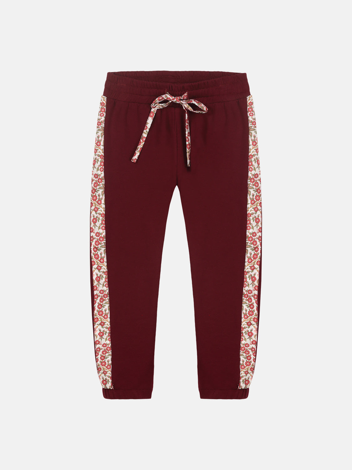 Pantalone Classico Bambina Felpa Cotone Prugna