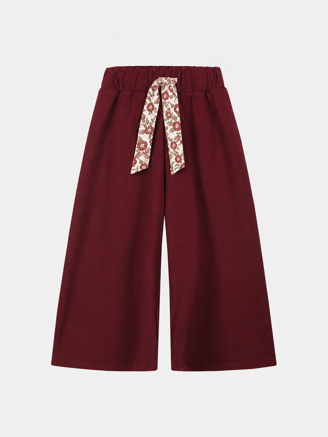 Pantalone Palazzo Bambina Felpa Cotone Prugna