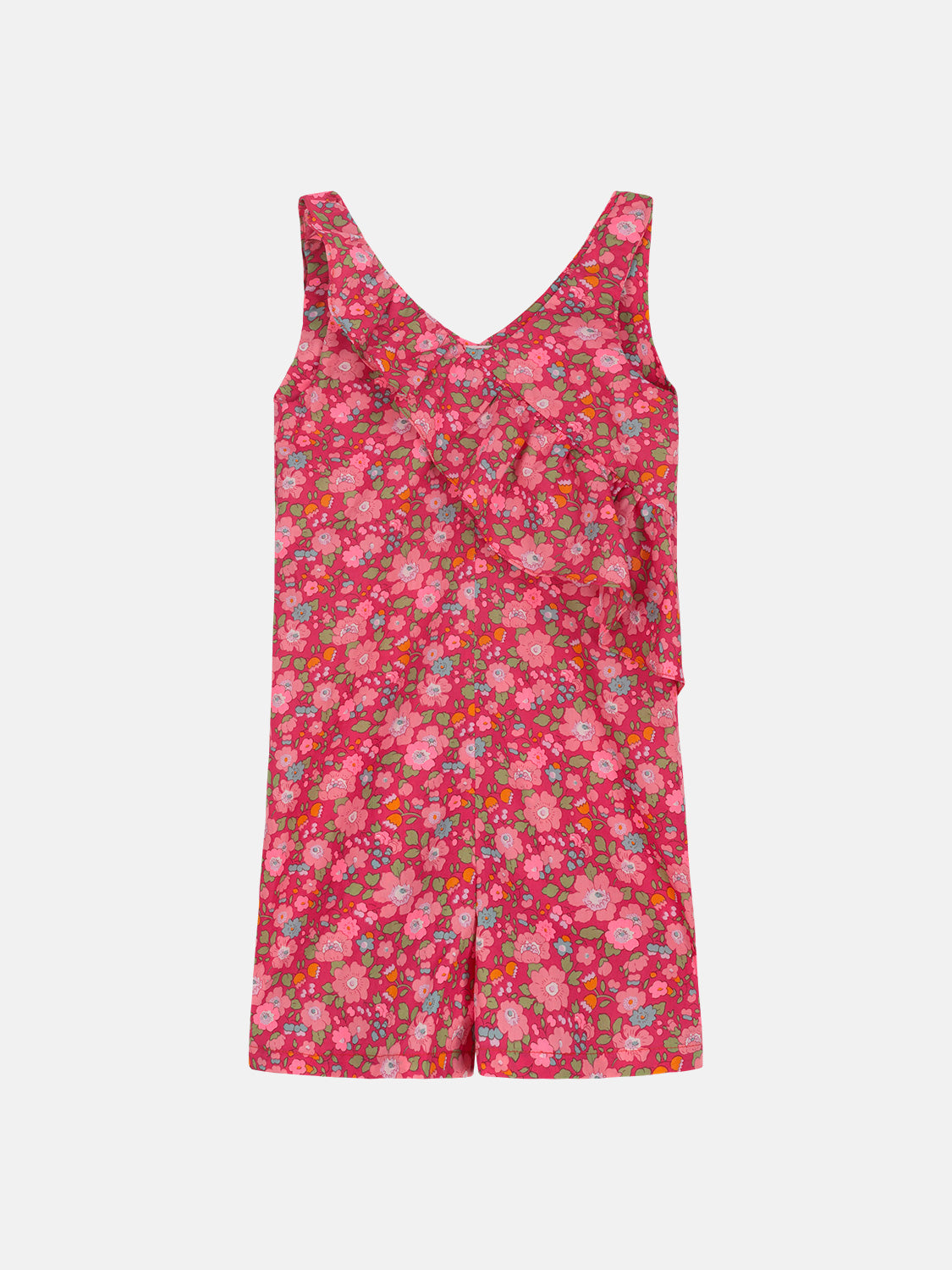 Salopette Bambina rouche diagonale Liberty Betsy Lampone