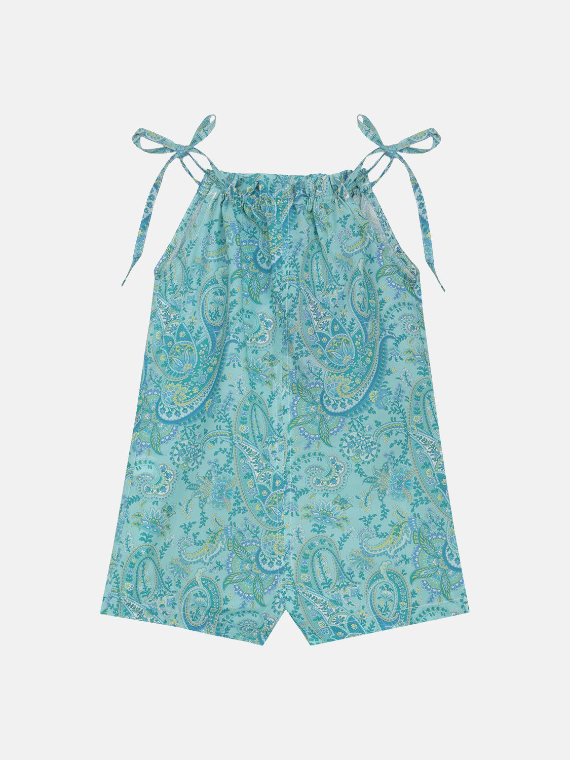 Salopette Bambina Laccio Collo Liberty Cashmere Verde Acqua