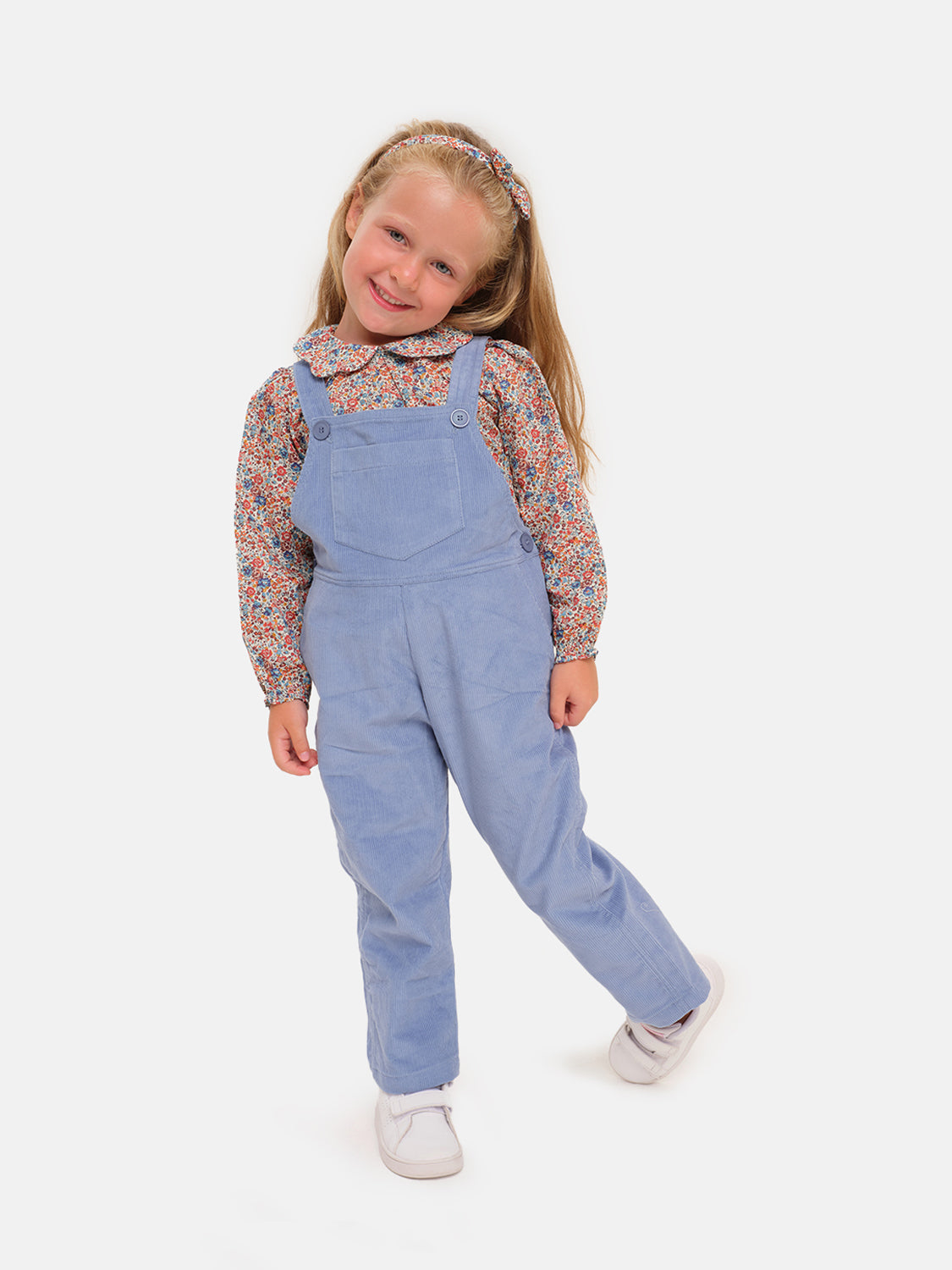 Dusty Blue Velvet Dungarees