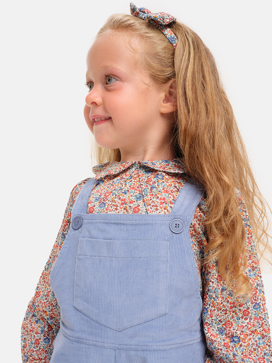 Dusty Blue Velvet Dungarees