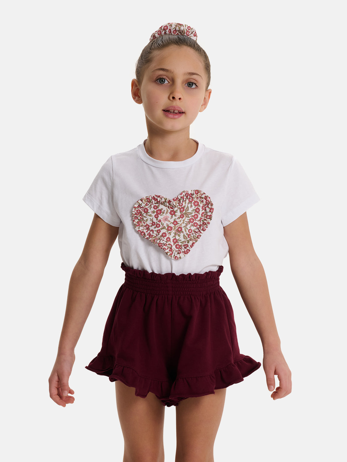 Shorts Farfalla Bambina Felpa Cotone Prugna