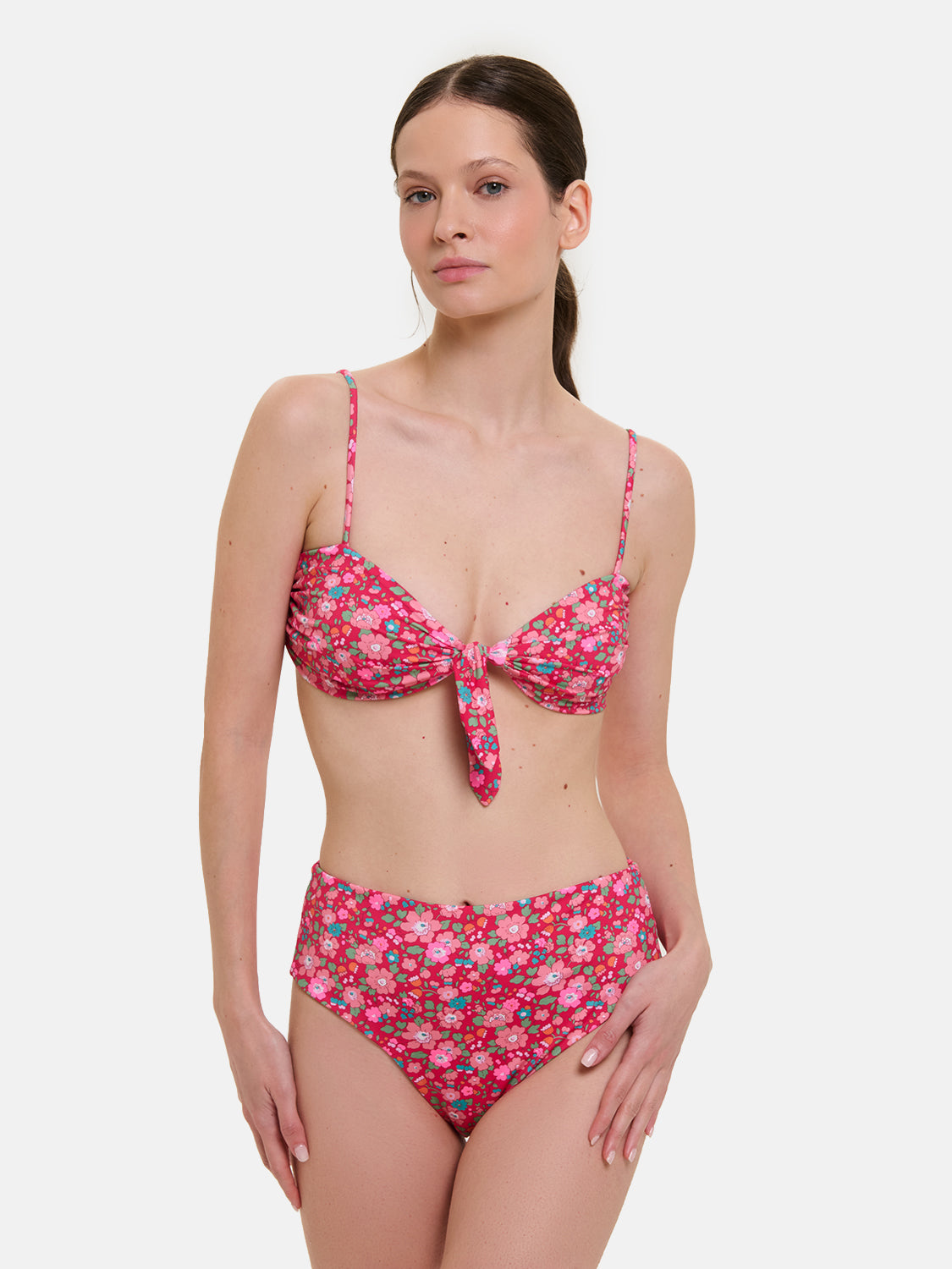 Bikini Nodo Donna Slip V.Alta Lycra Liberty Betsy Lampone