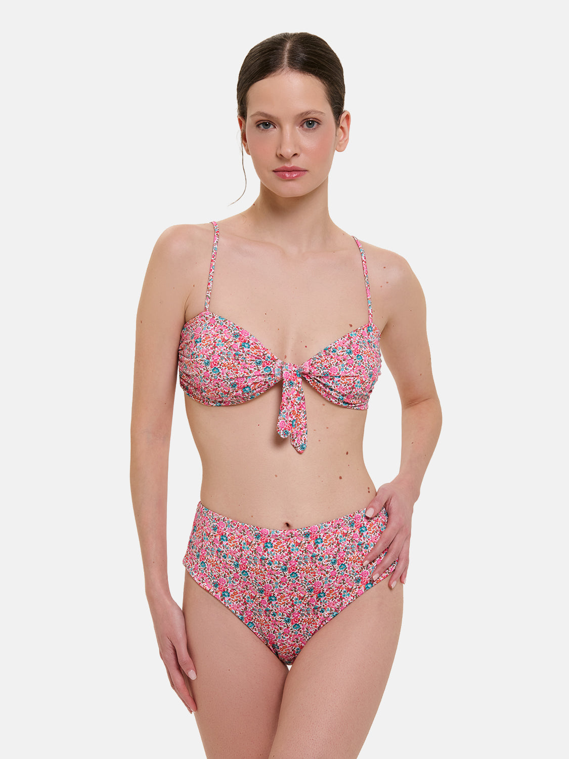 Bikini Nodo Donna Slip V.Alta Lycra Liberty Emma Fuxia Petrolio