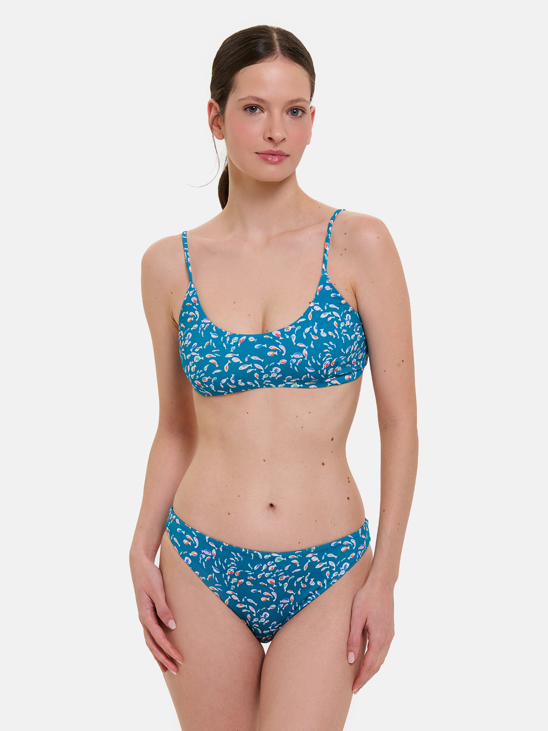 Bikini Donna Slip classico Fascia Lycra Liberty Pesciolini Ottanio