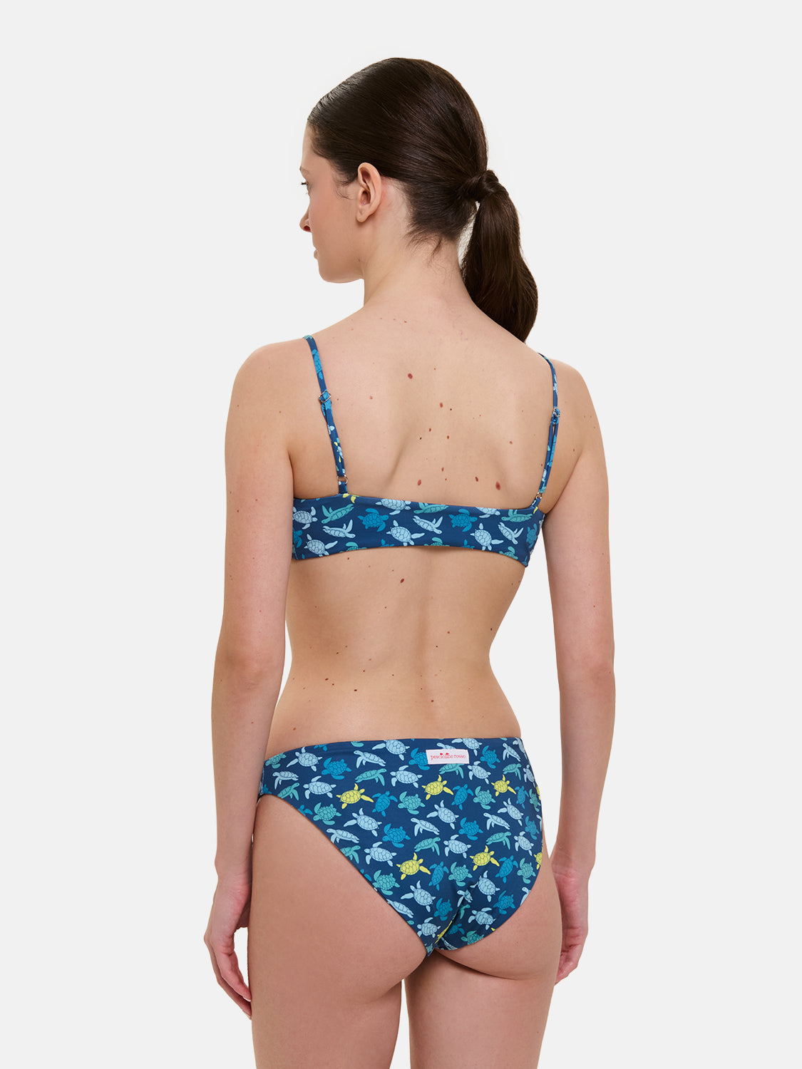 Bikini Donna Slip classico Fascia Lycra Tartarughe Mix Blu