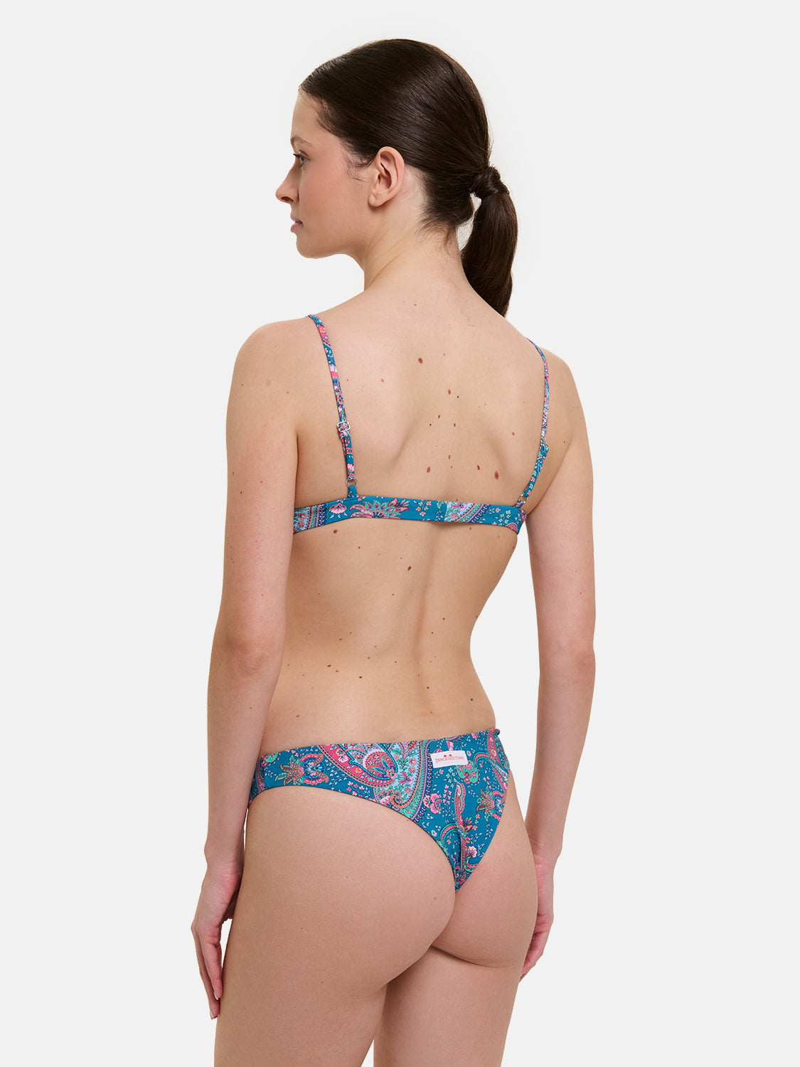 Bikini Donna Triangolo Fisso Slip Brasiliana Lycra Liberty Cashmere Petrolio