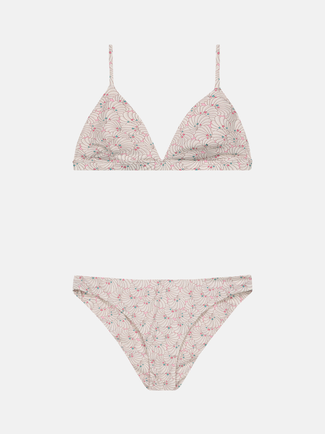 Bikini Donna Triangolo Fisso Slip Classico Lycra Liberty Conchiglie