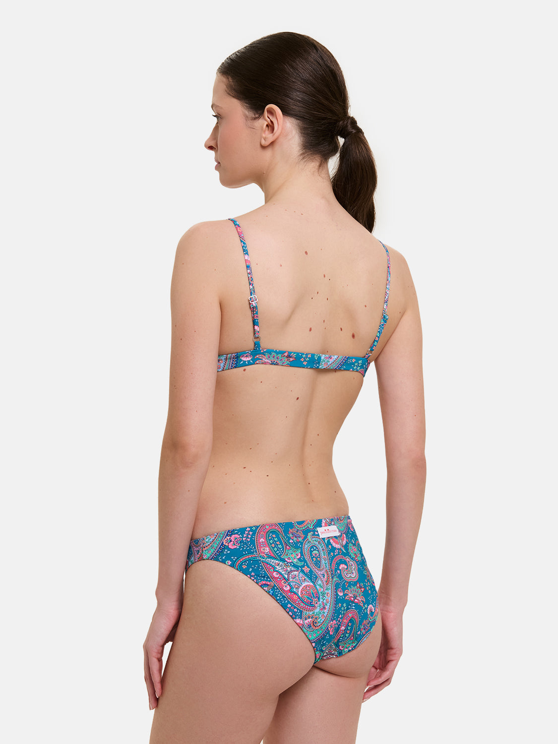 Bikini Donna Triangolo Fisso Slip Classico Lycra Liberty Cashmere Petrolio