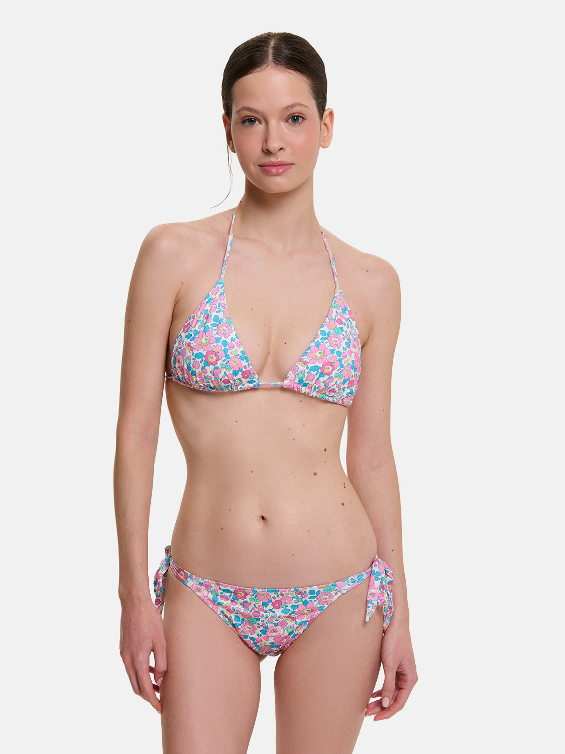 Bikini Donna Triangolo Lacci Brasiliana Lycra Liberty Liberty Betsy Fluo Rosa Azzurro