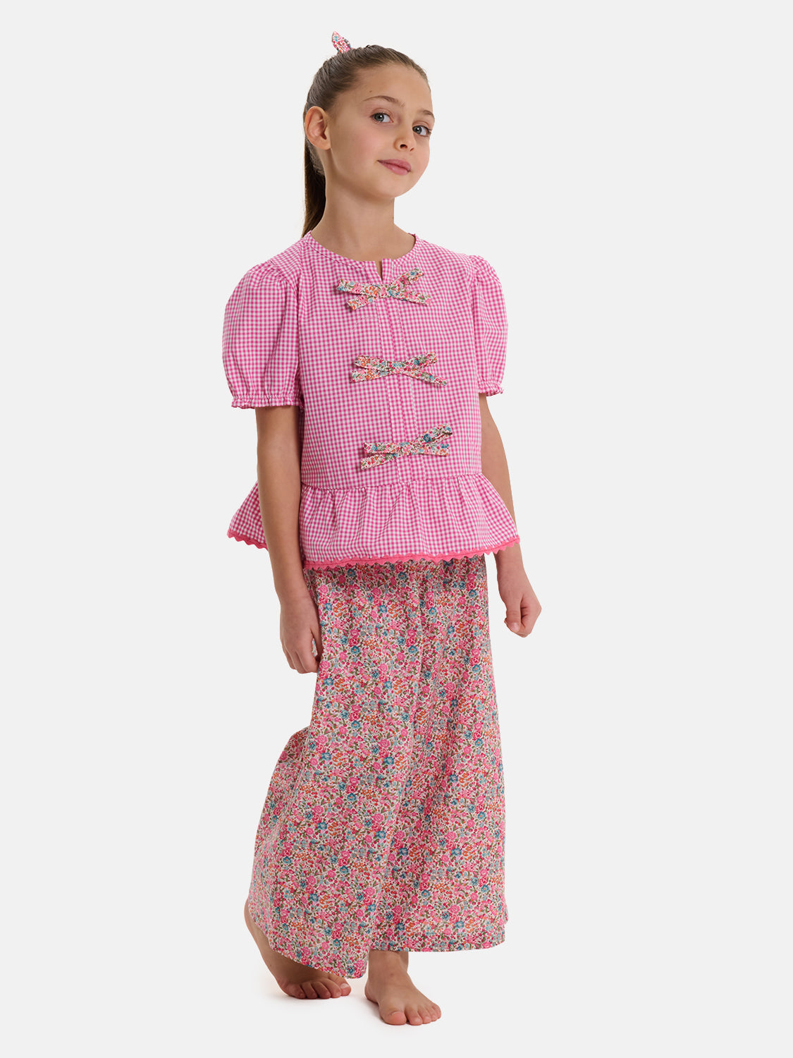 Pantalone Palazzo Bambina Liberty Emma Fuxia Petrolio