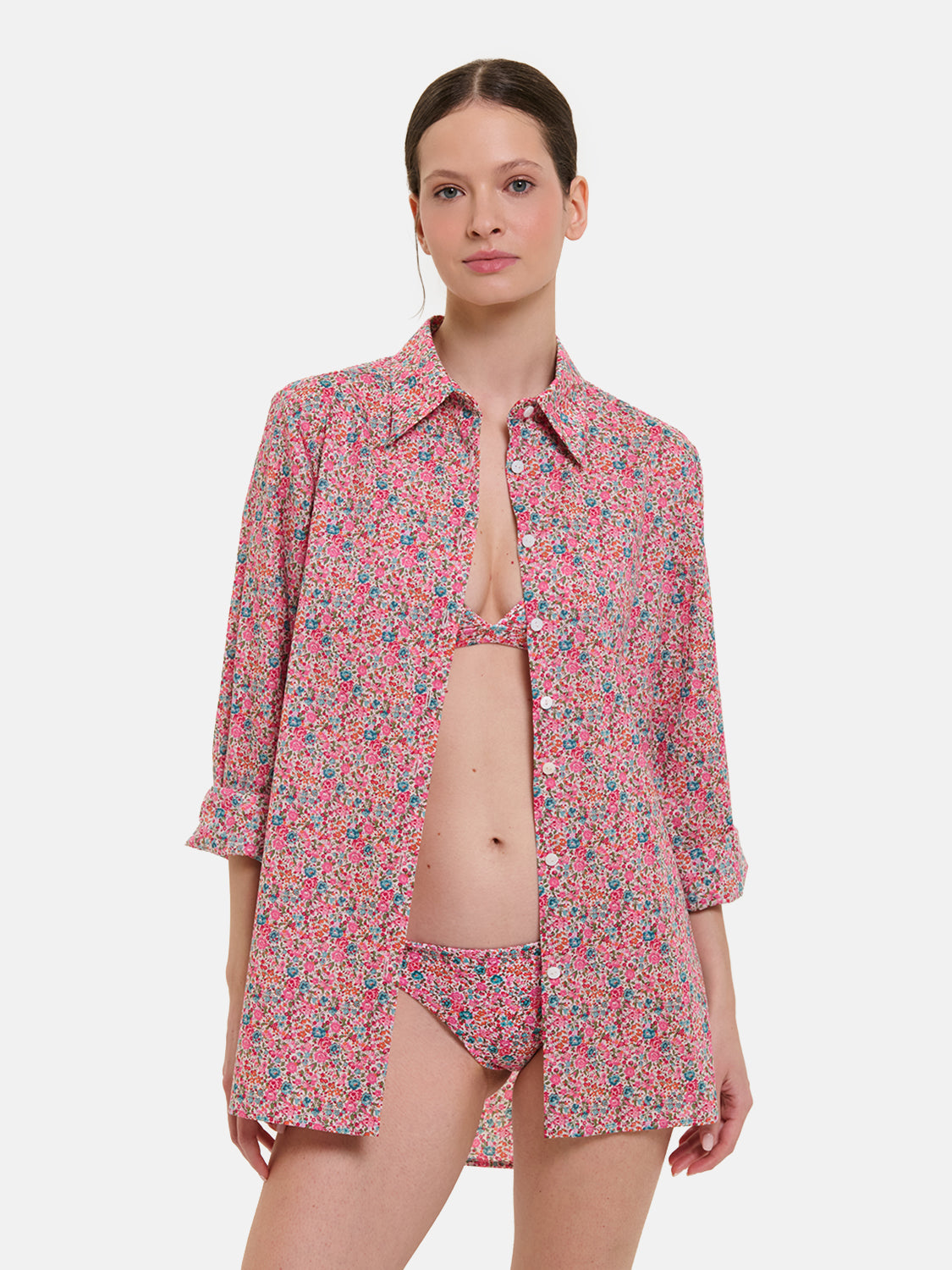 Camicione Lungo Liberty Emma Fuxia Petrolio
