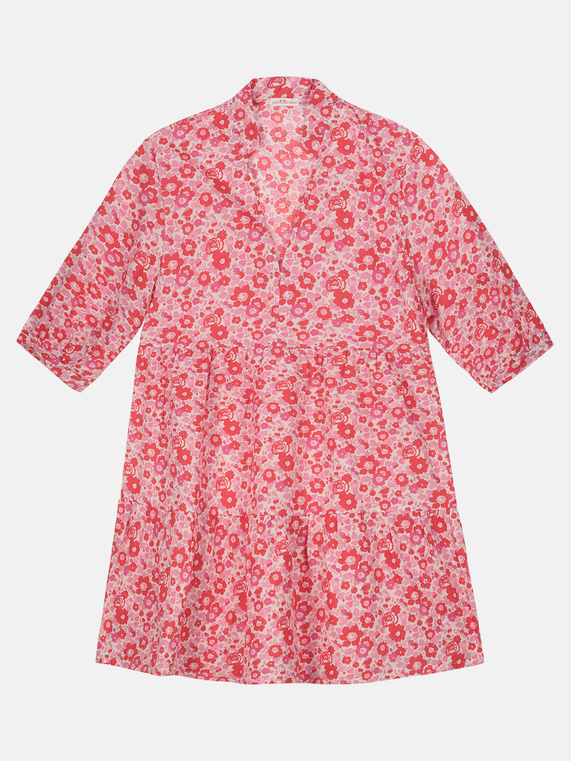 Abito Donna collo V Liberty Betsy Rosso New