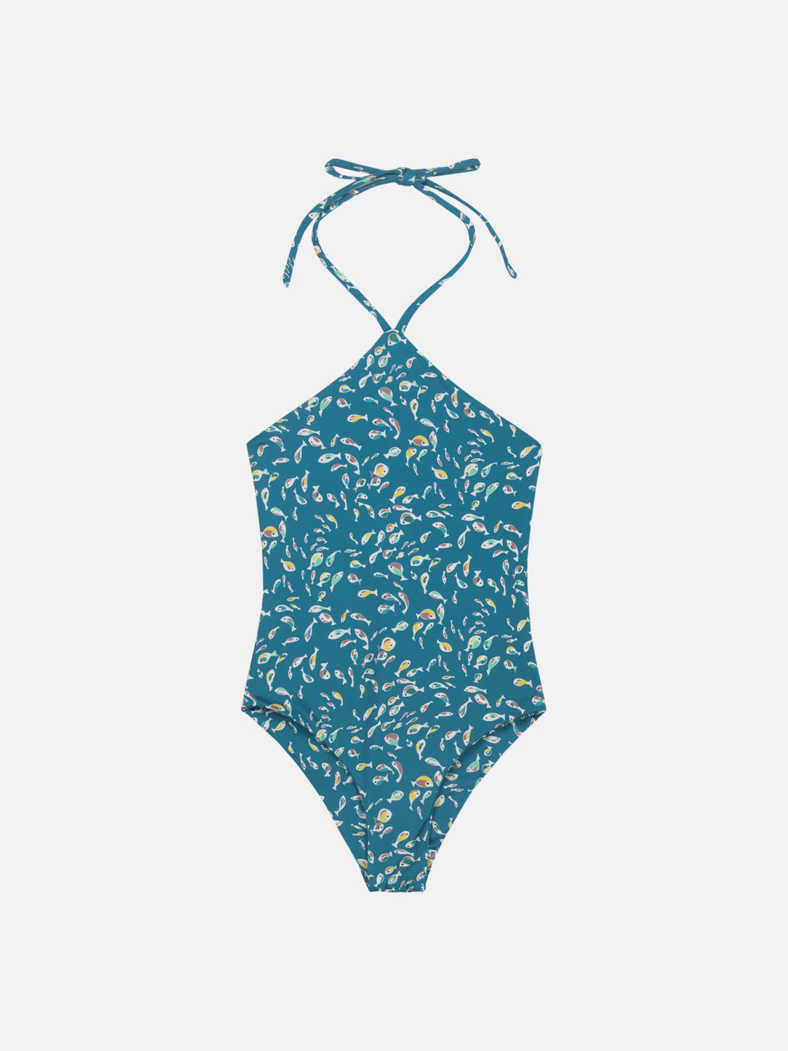 Costume bambina Intero Americana Liberty Pesciolini Petrolio