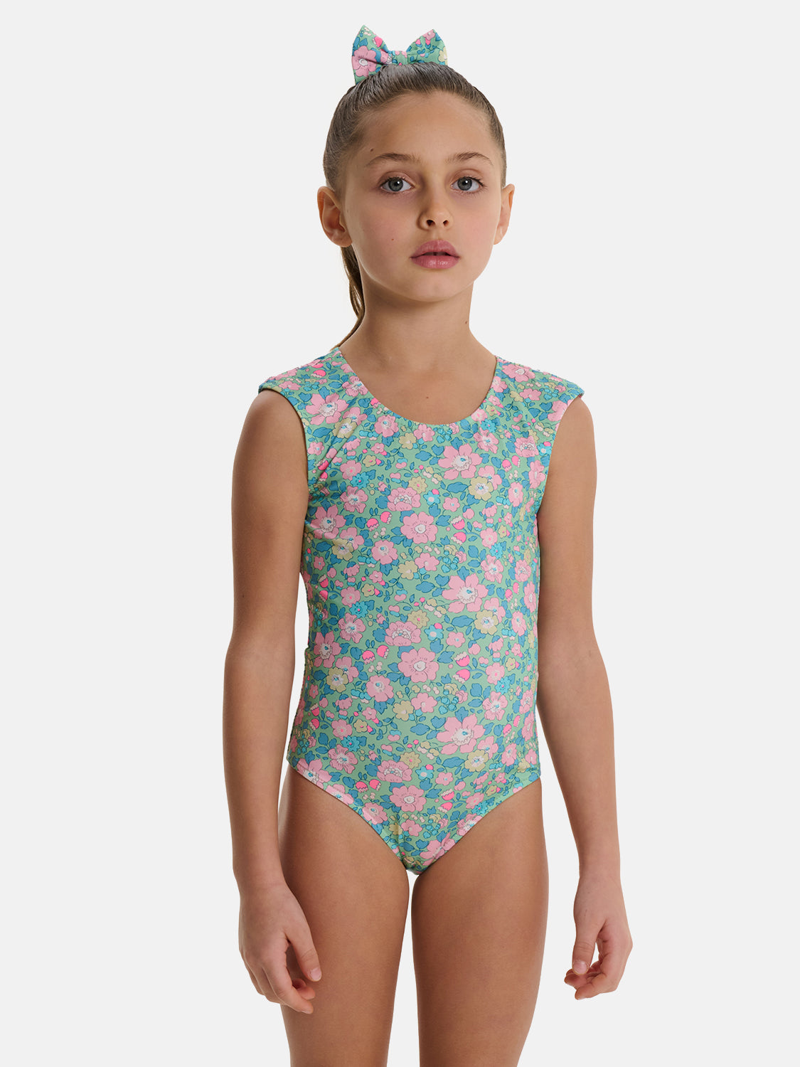 Intero Bambina Fiocco Liberty Betsy Verde Rosa