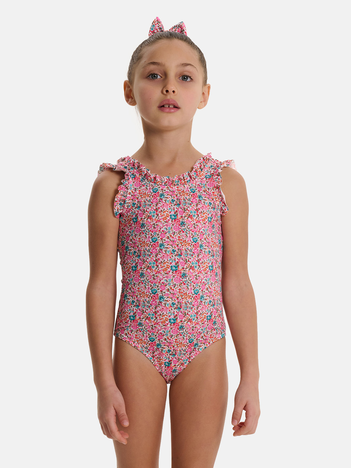 Intero Bambina Profili Rouches Liberty Emma Fuxia Petrolio