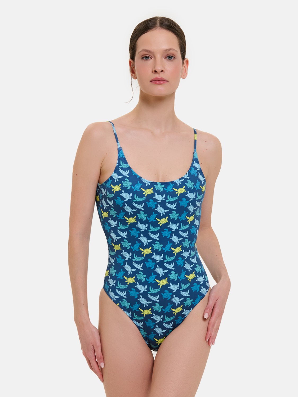 Intero Classico Donna Lycra Tartarughe Mix Blu