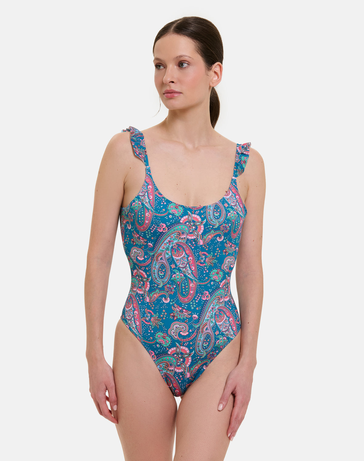 Intero Rouches Donna Lycra Liberty Cashmere Petrolio