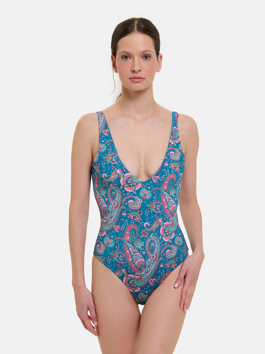 Intero Scollo Profondo Donna Lycra Liberty Cashmere Petrolio