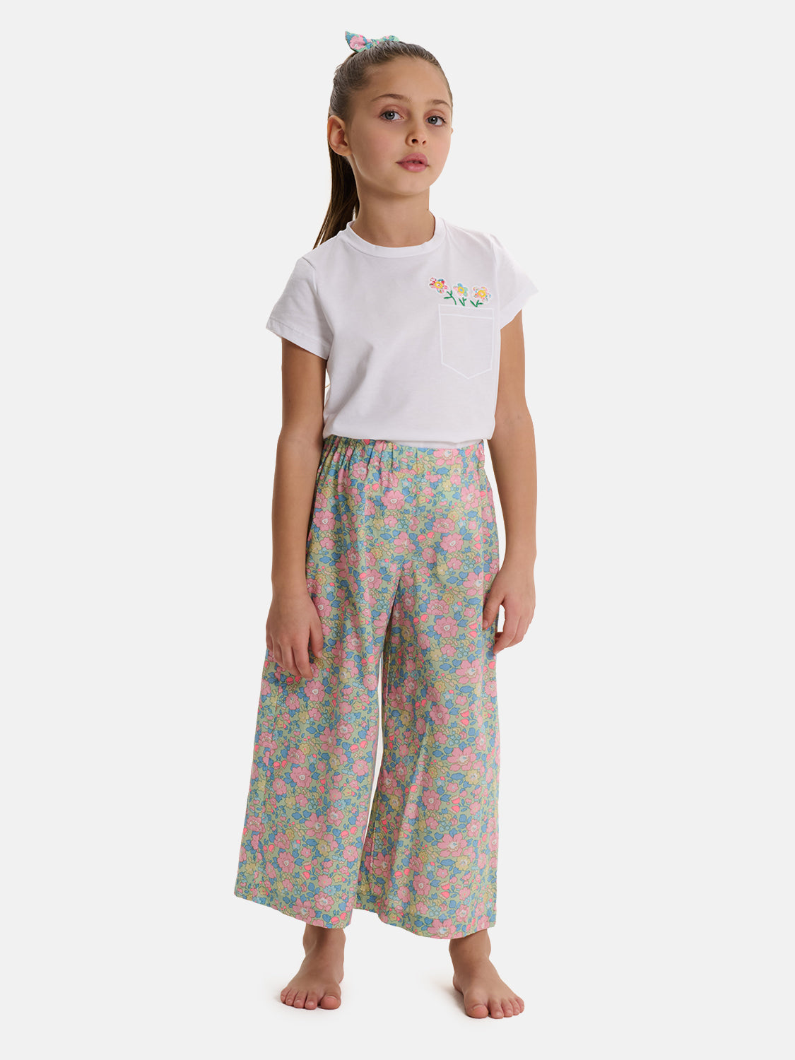 Pantalone Palazzo Bambina Liberty Betsy Verde Rosa
