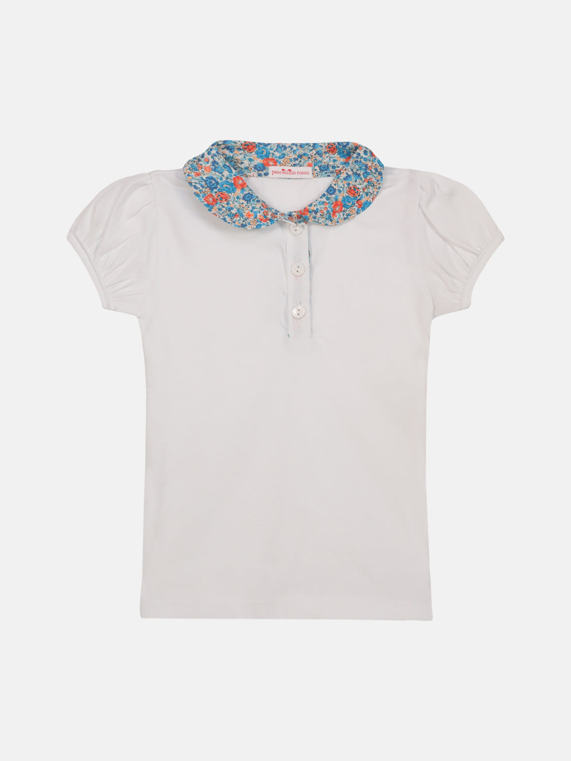 Polo Colletto Liberty Fiori Arancio