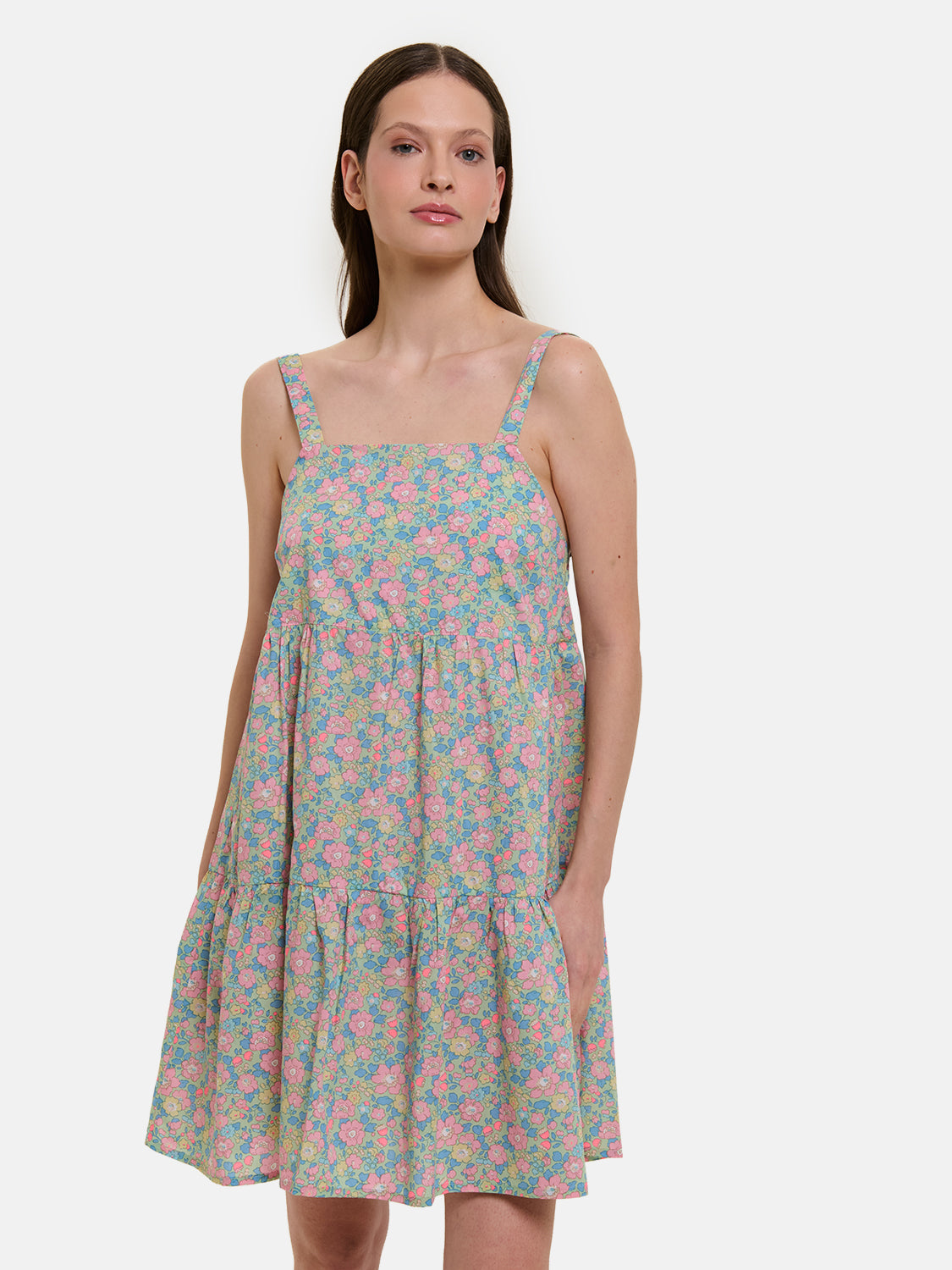 Prendisole Donna Balze Corto Liberty Betsy Verde Rosa