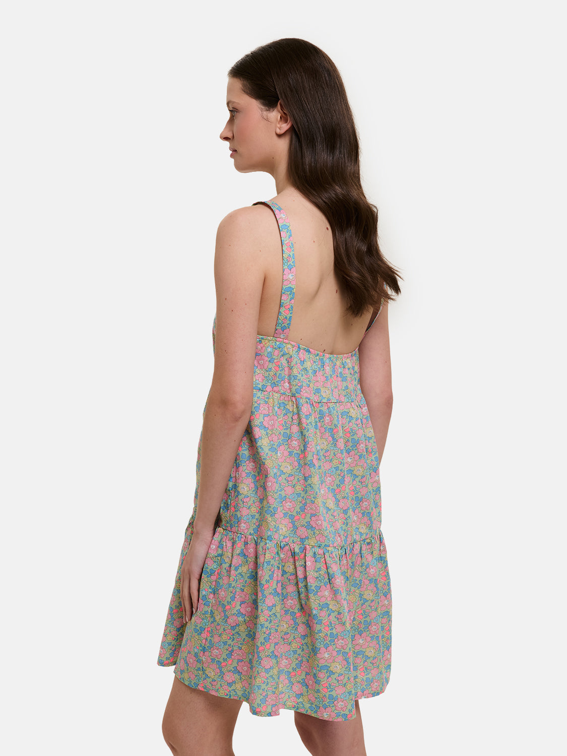 Prendisole Donna Balze Corto Liberty Betsy Verde Rosa