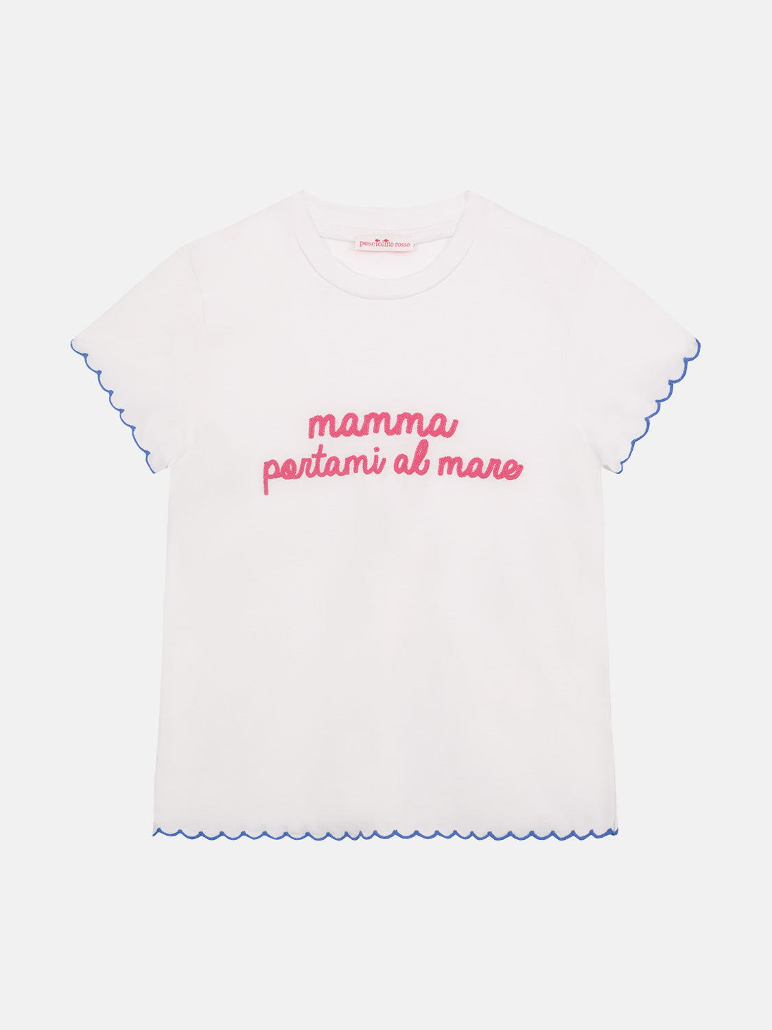 T-shirt Bambina ricamo Mamma portami al Mare