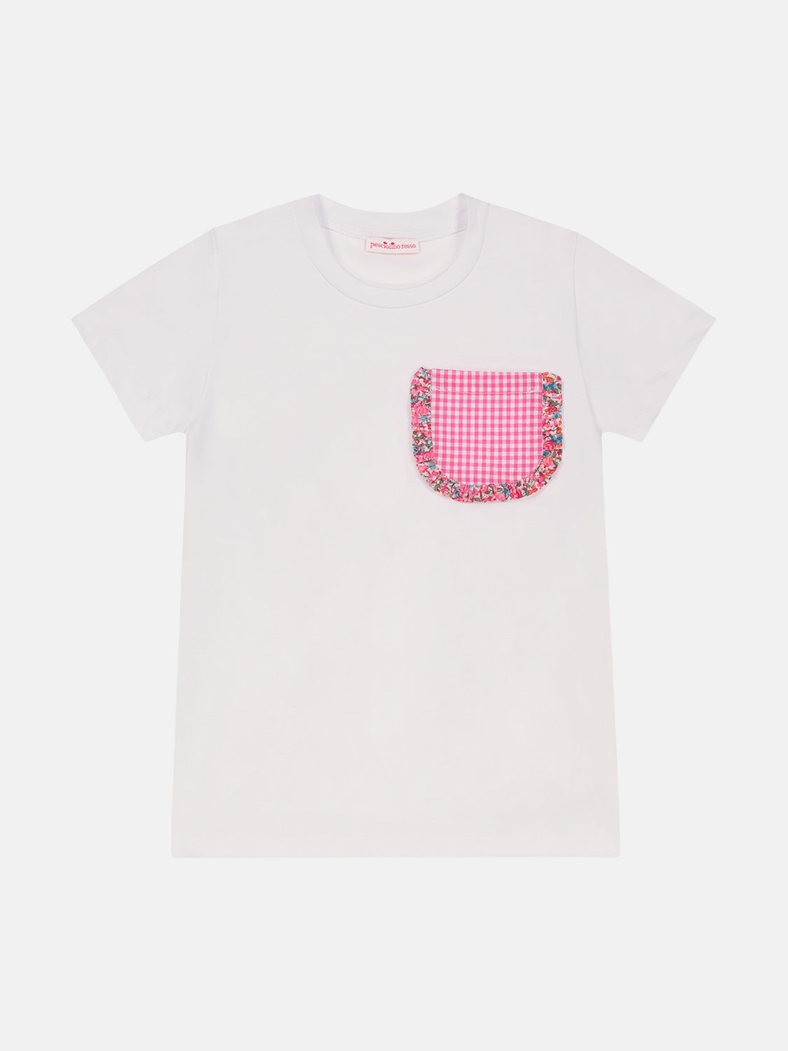 T-shirt Taschino Rouche Patchwork Liberty Emma Fuxia Petrolio