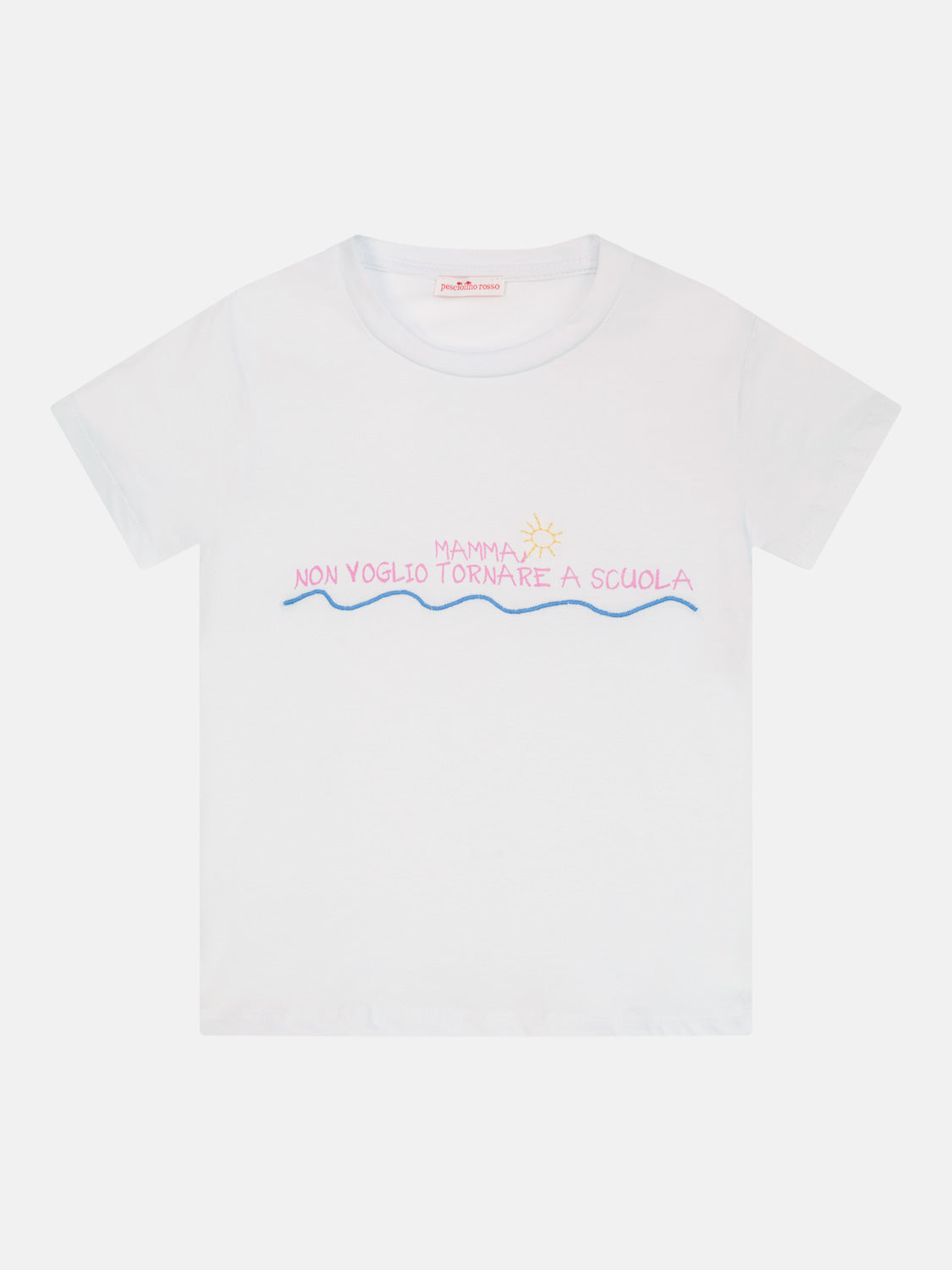 T-shirt Bambina Ricamo No Scuola
