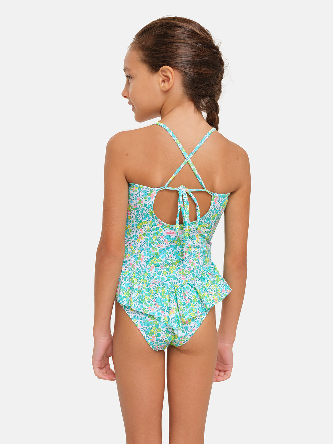 One Piece Girl Flounce Lycra Liberty Whiltshire Green