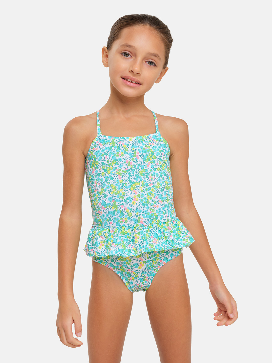 One Piece Girl Flounce Lycra Liberty Whiltshire Green