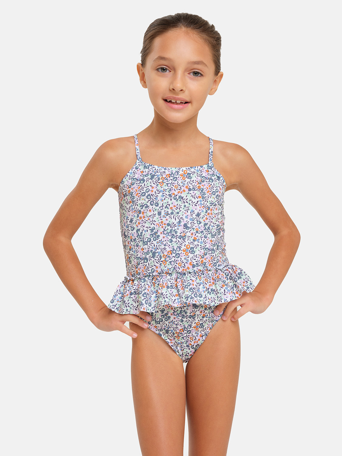 One Piece Girl Flounce Lycra Liberty Whiltshire Purple