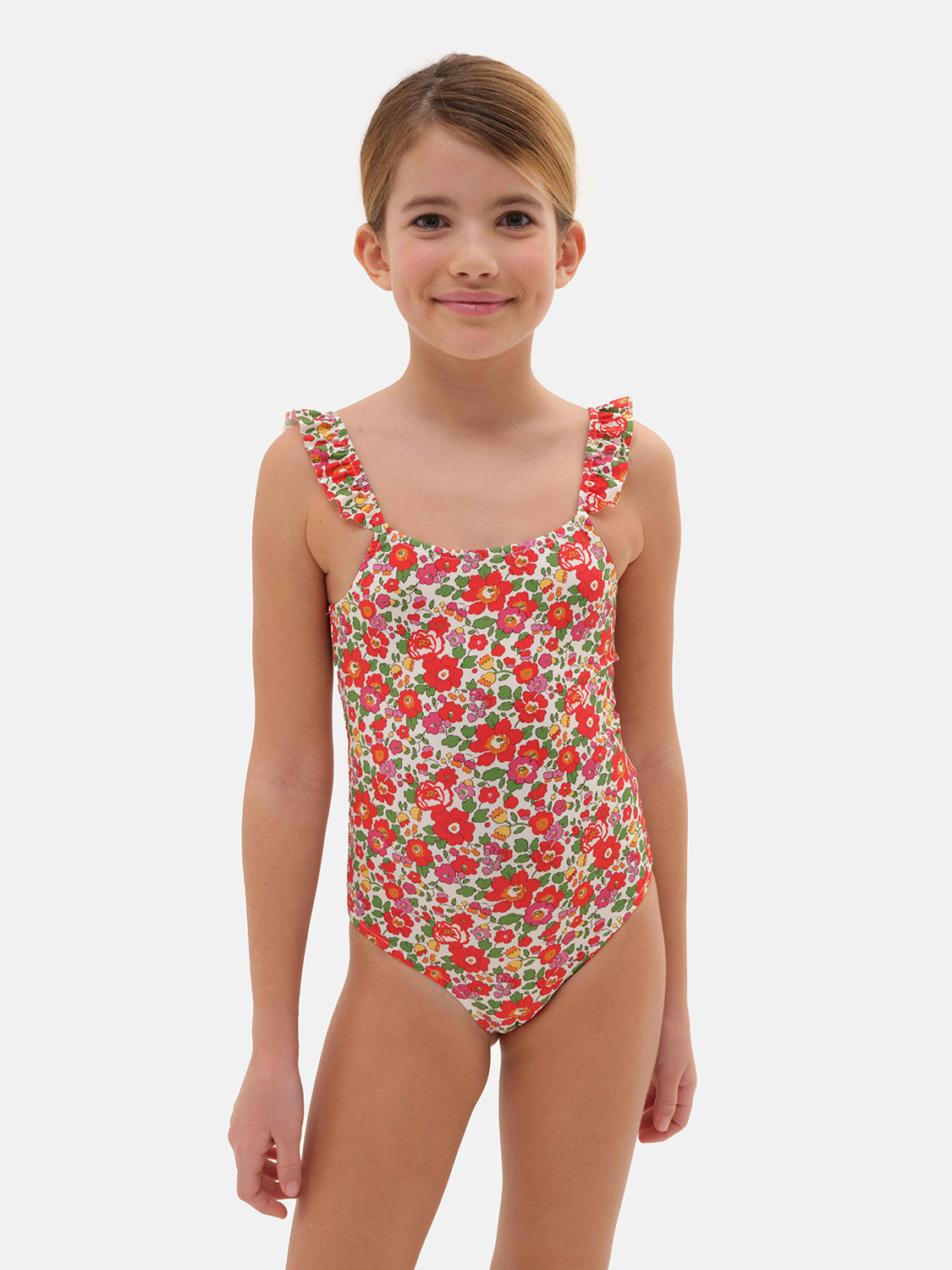 One Piece Girl Rouches Lycra Liberty Betsy Red