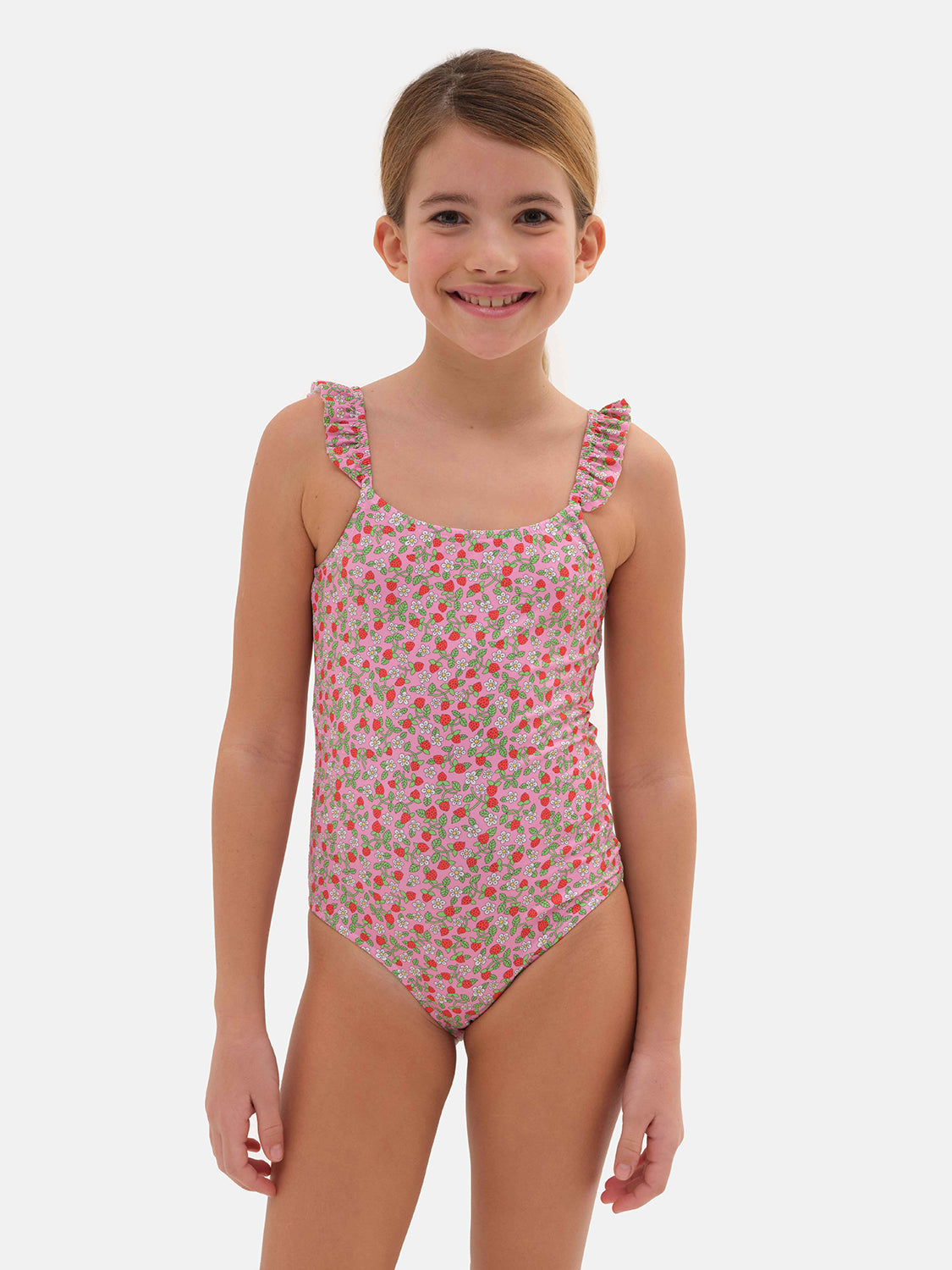 One Piece Girl Rouches Lycra Liberty Strawberries