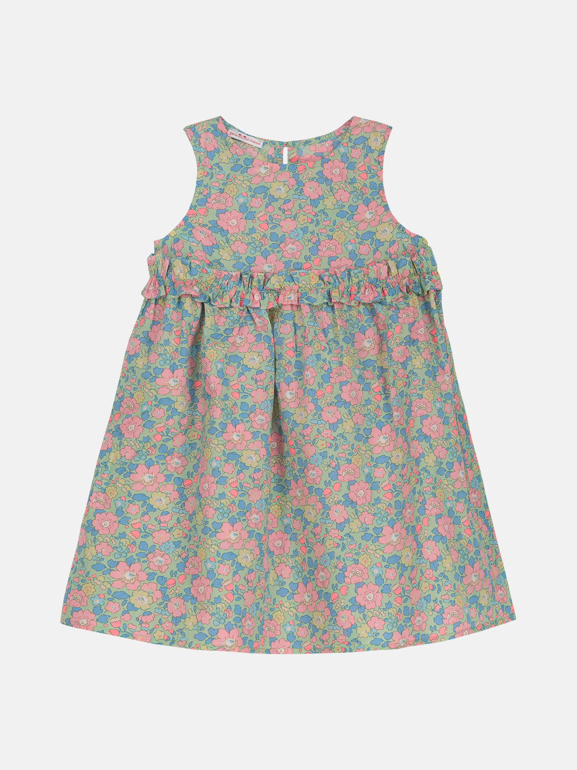 Abito Rouche Centrale Liberty Betsy Verde Rosa