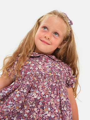 Abito Punto Smock Flanella Bordeaux