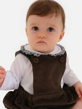 Olive Velvet Baby Girl Dungarees
