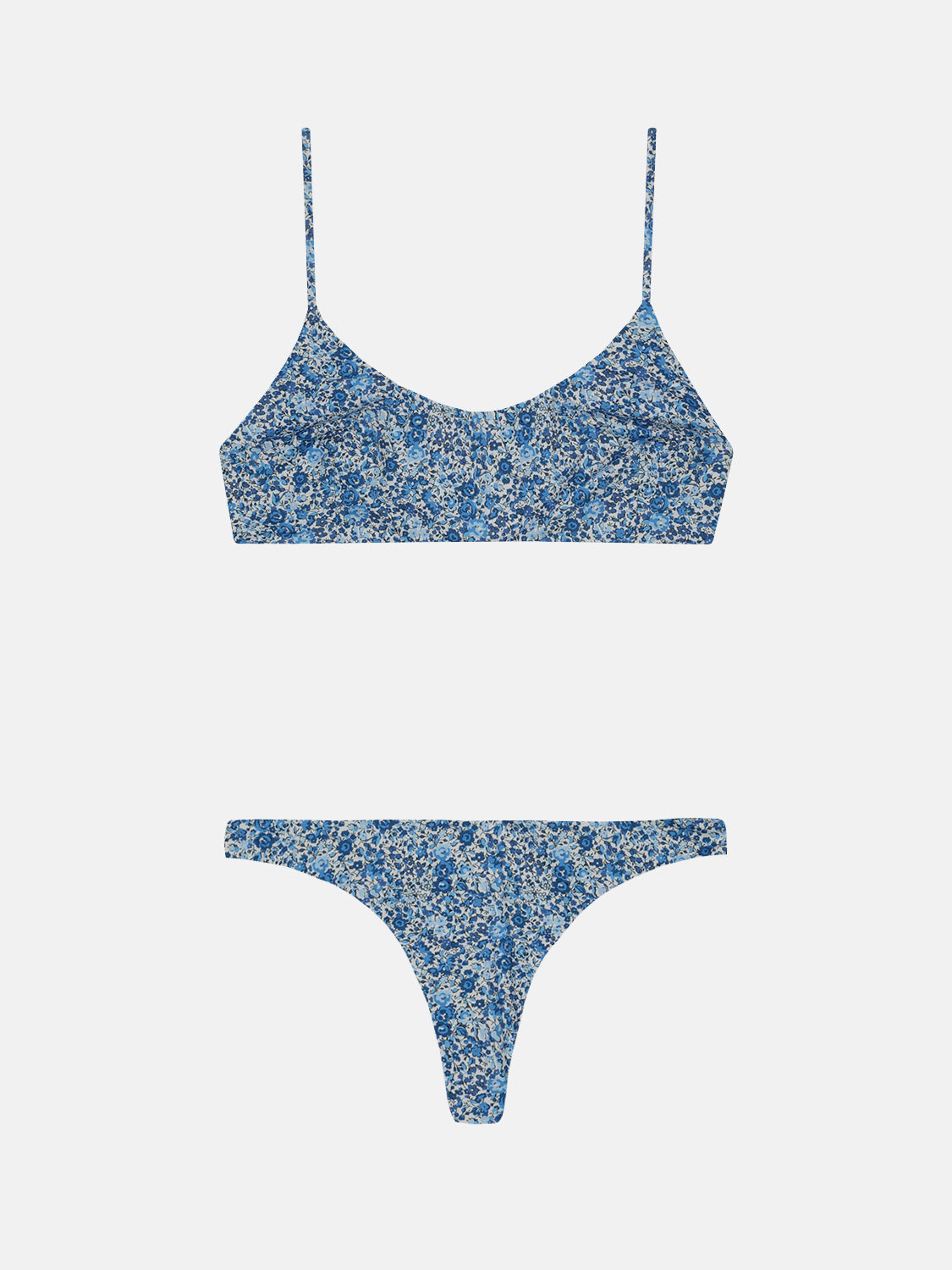 Bikini Brasiliana Lycra Liberty Fiori Blu