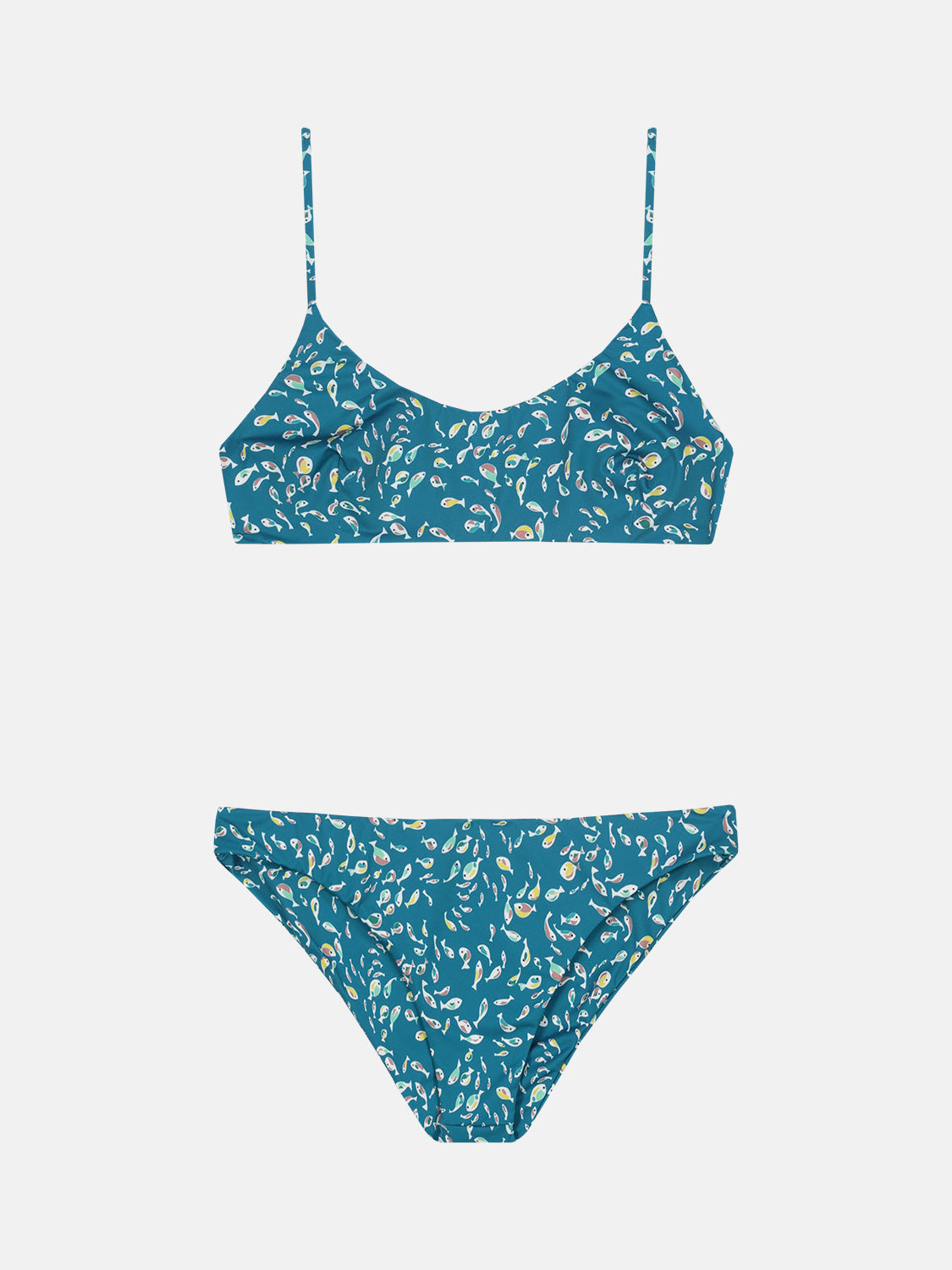 Bikini Donna  Slip classico Fascia Lycra Liberty Pesciolini Petrolio