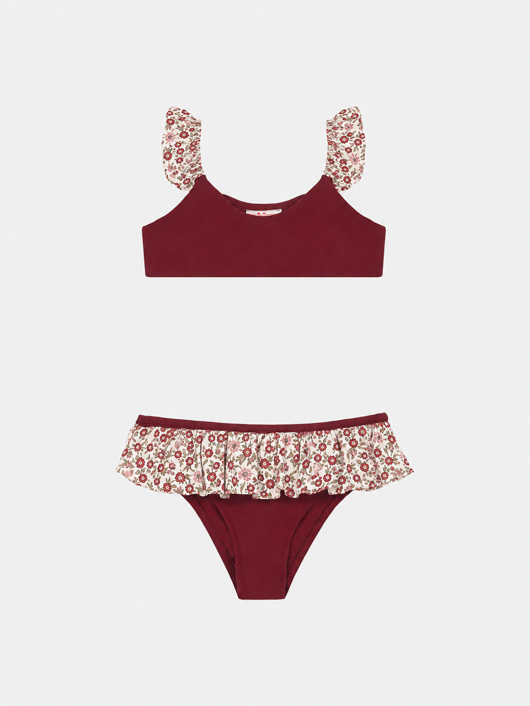 Bikini Bambina Bicolore Rouches Liberty Empress Prugna